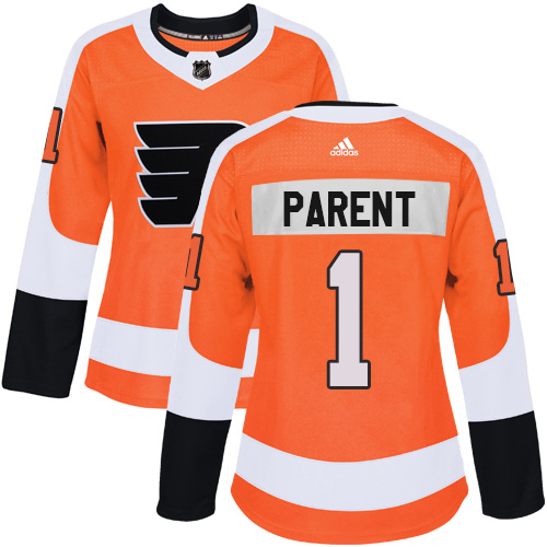 Adidas Philadelphia Flyers #1 Bernie Parent Orange Home Authentic Women Stitched NHL Jersey->women nhl jersey->Women Jersey